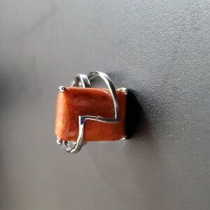 Sterling Silver 925 Orange Jasper Artform Ring